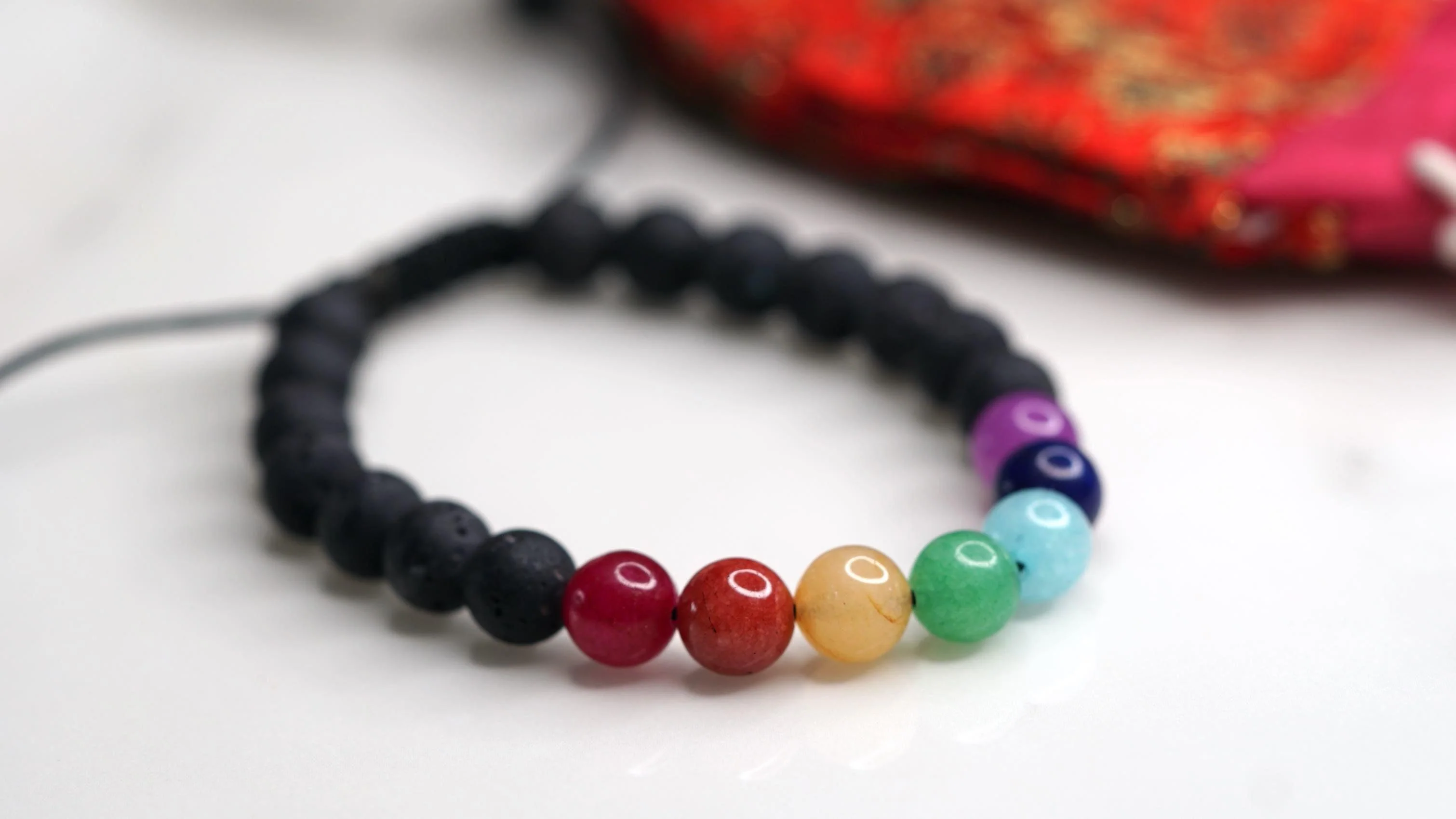 7 Chakra set Bracelet | Chakra Lava Bead Bracelet - Image 3