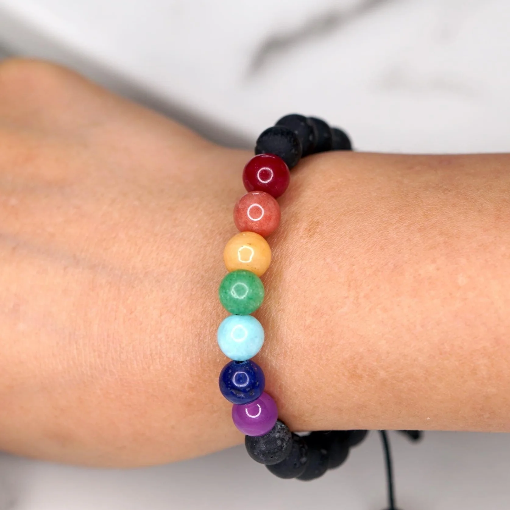 7 Chakra set Bracelet | Chakra Lava Bead Bracelet - Image 7
