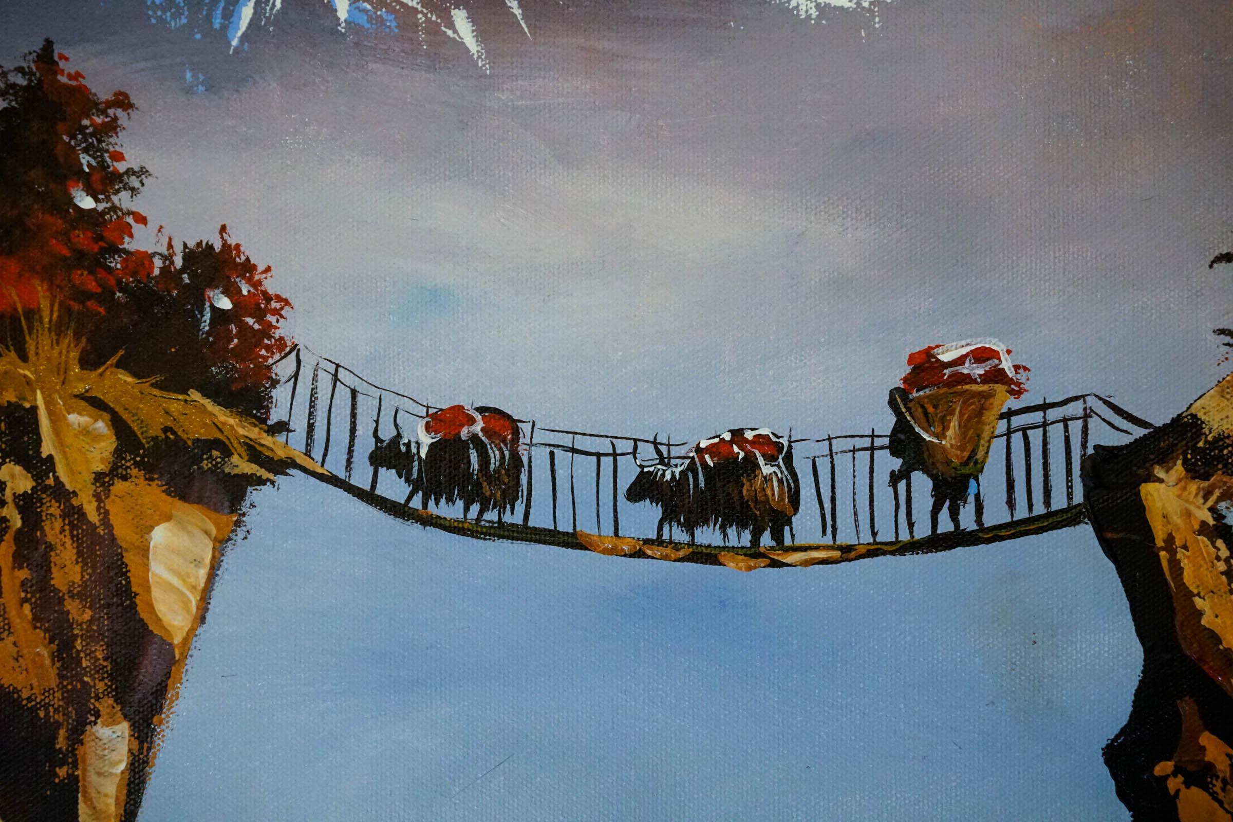 Acrylic Painting of Mountain Ama Dablam, Nepal - Image 4