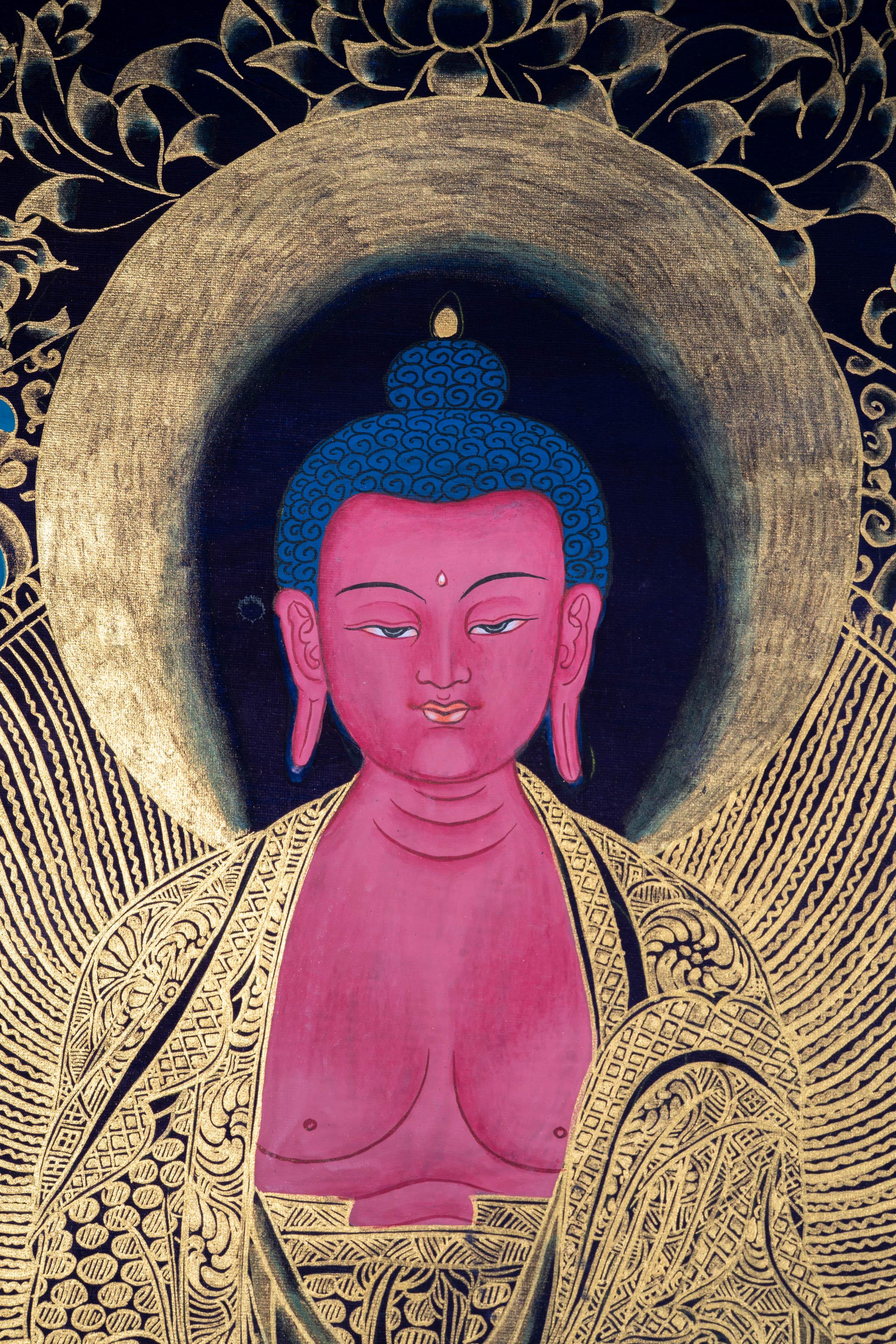 Hand made Authentic  Amitabha Buddha Thangka - Image 3