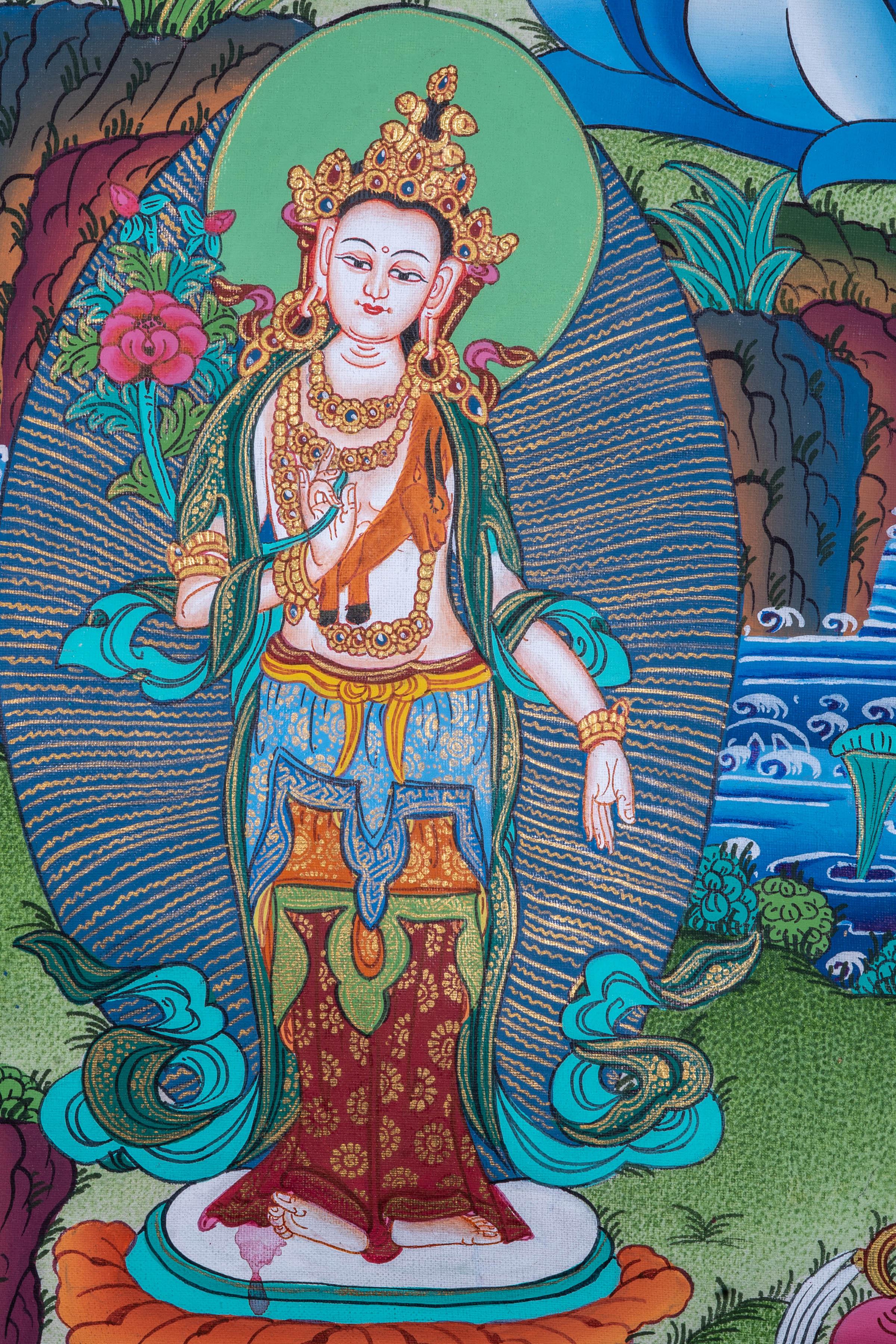 High Quality Handmade Amitayu Buddha Thangka - Image 4