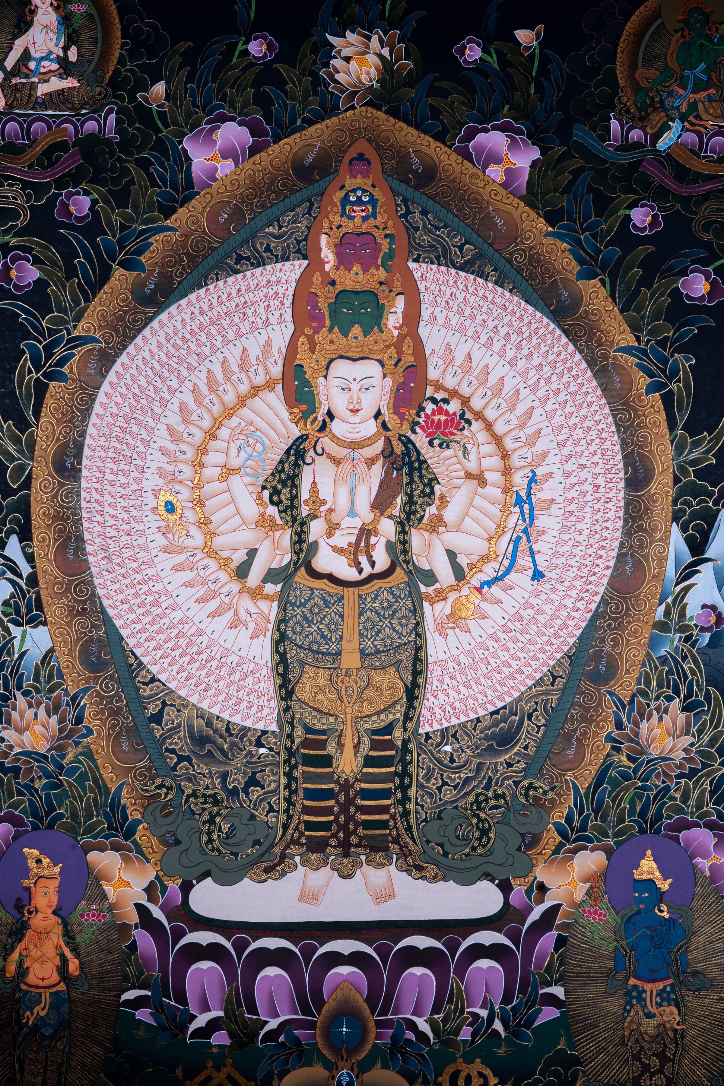 Avalokiteshvara Thangka painting from The Himalayas - Image 3