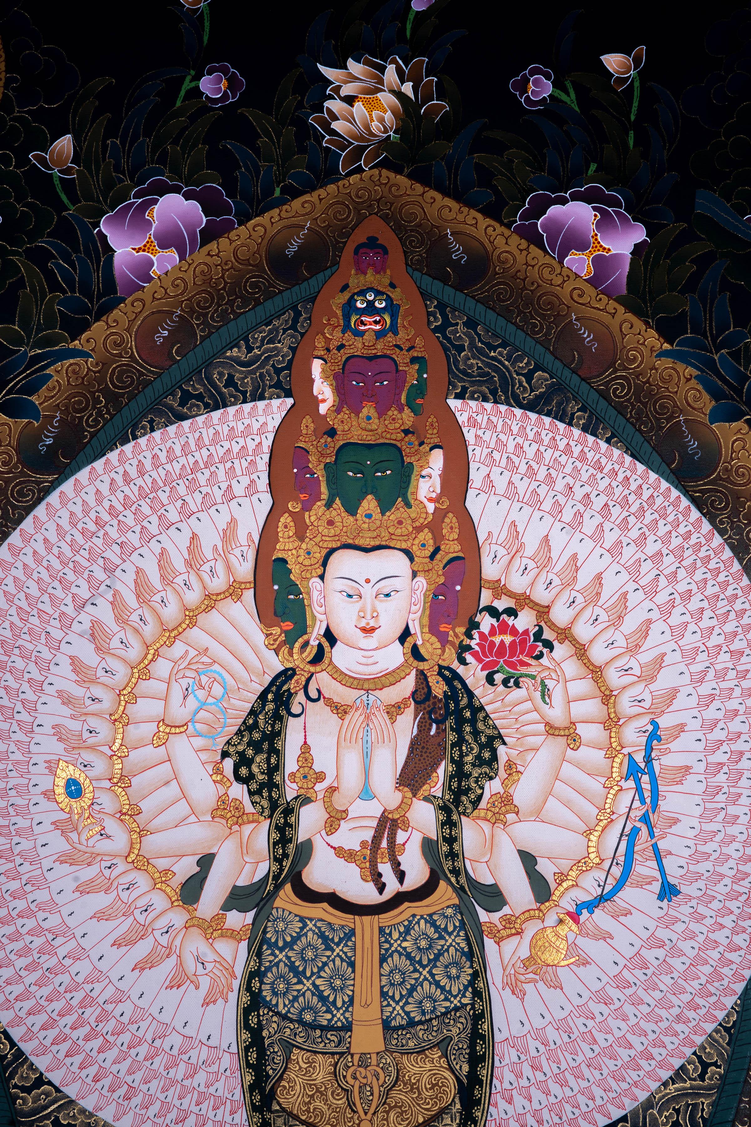 Avalokiteshvara Thangka painting from The Himalayas - Image 4
