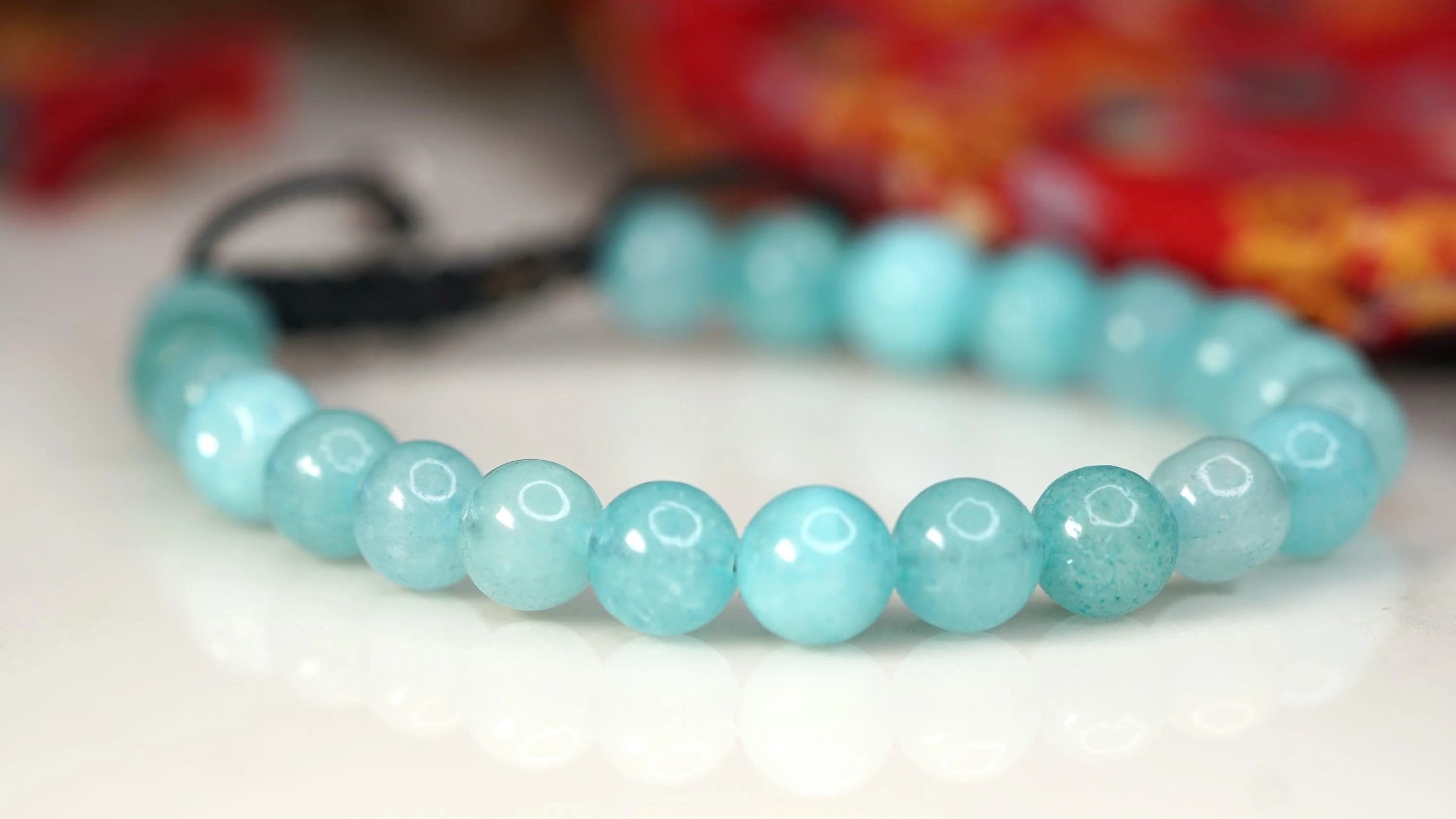 Blue Quartz Bracelet | Wrist Mala for Throat Chakra - Image 3