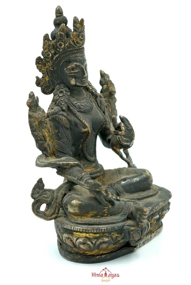 Brass Metal Green Tara Statue - Image 3