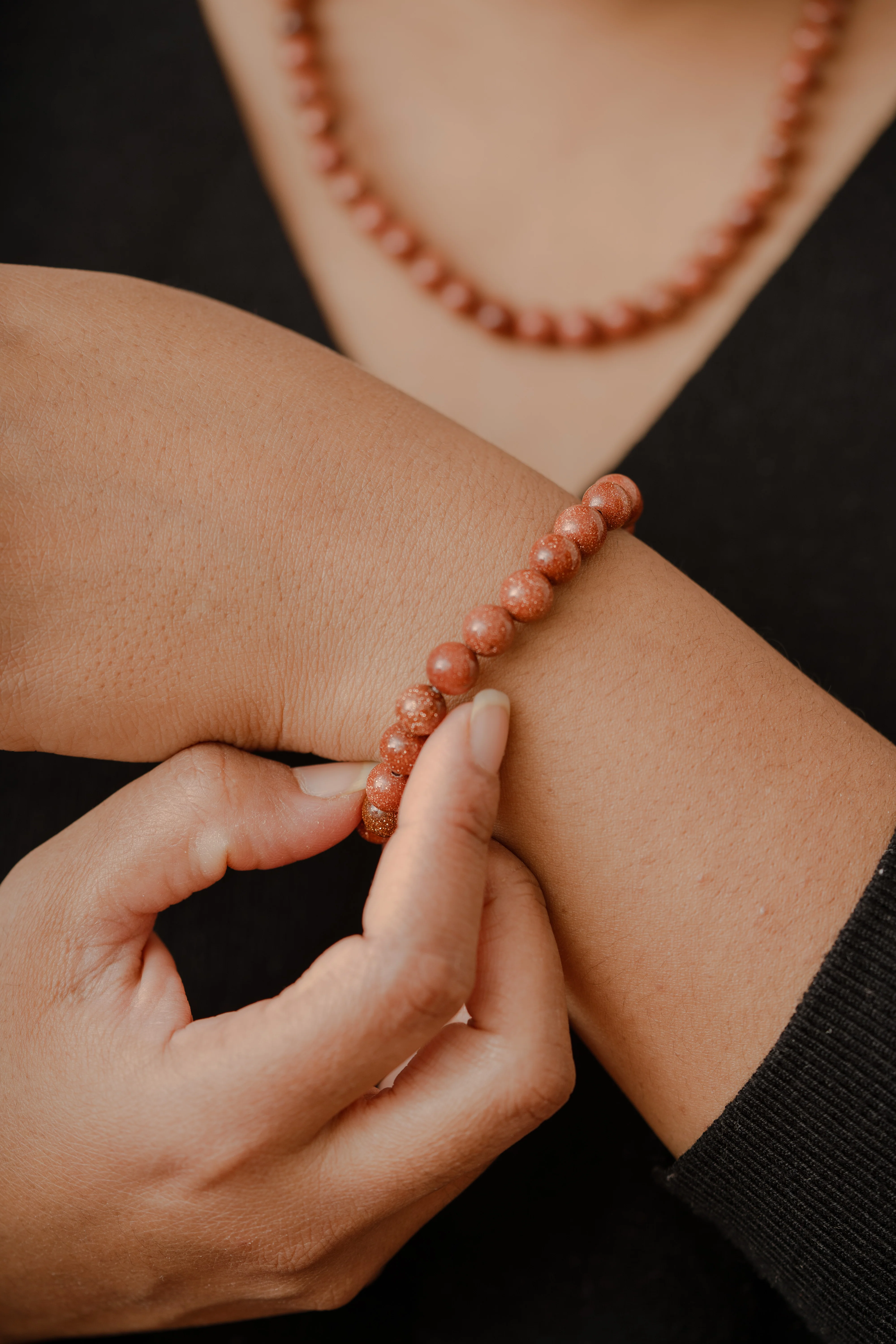 Gold Stone beaded necklace - Image 4