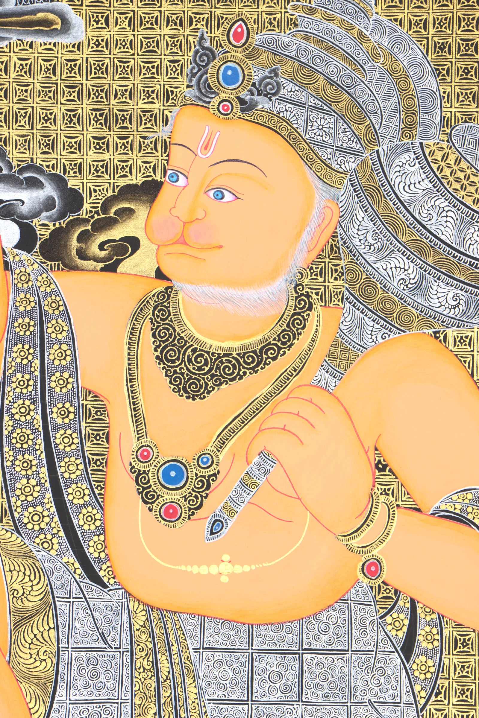 Hanuman the monkey deity in Hindu Thangka - Image 3