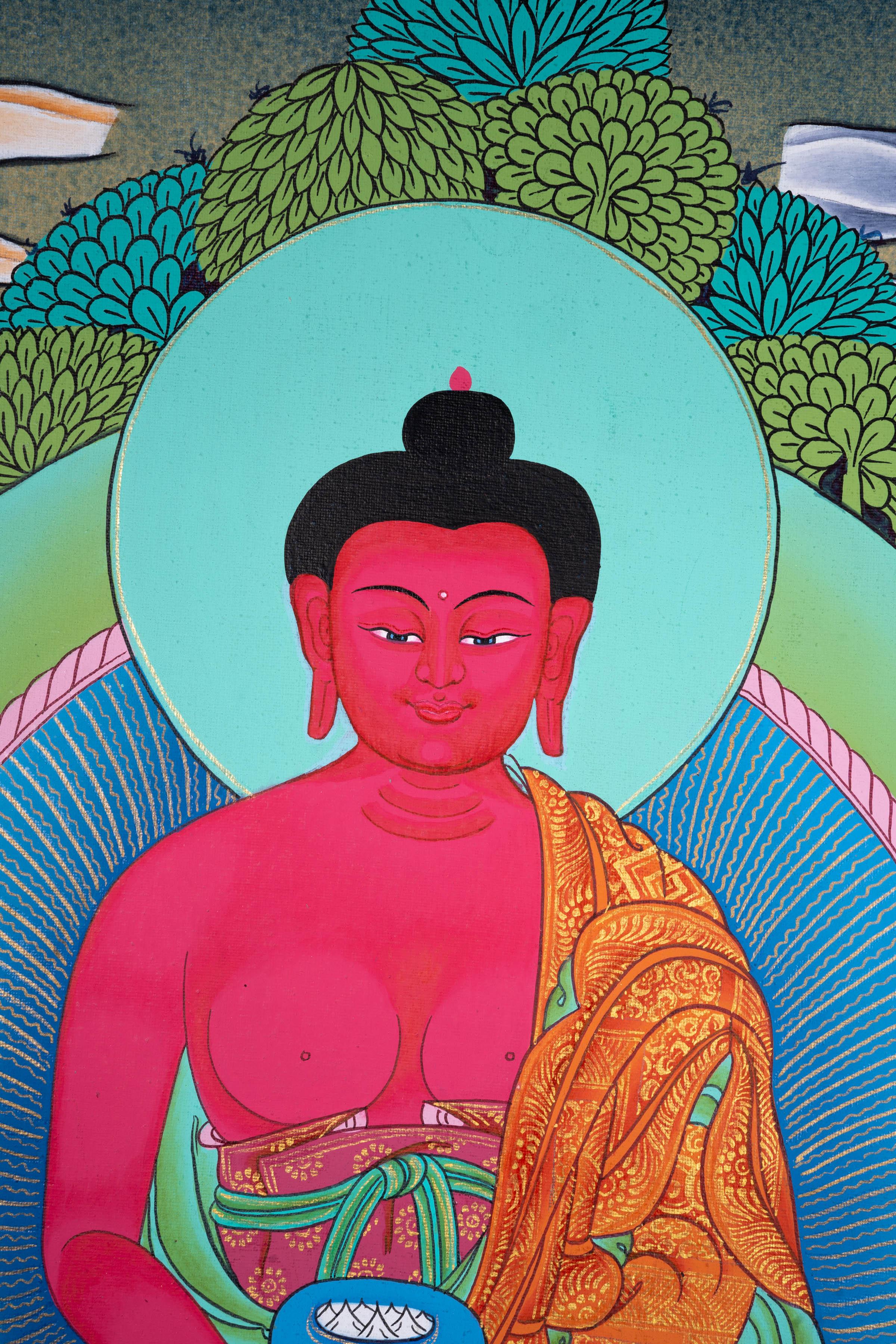 Long life Amitabha Buddha tibetan thangka - Image 3