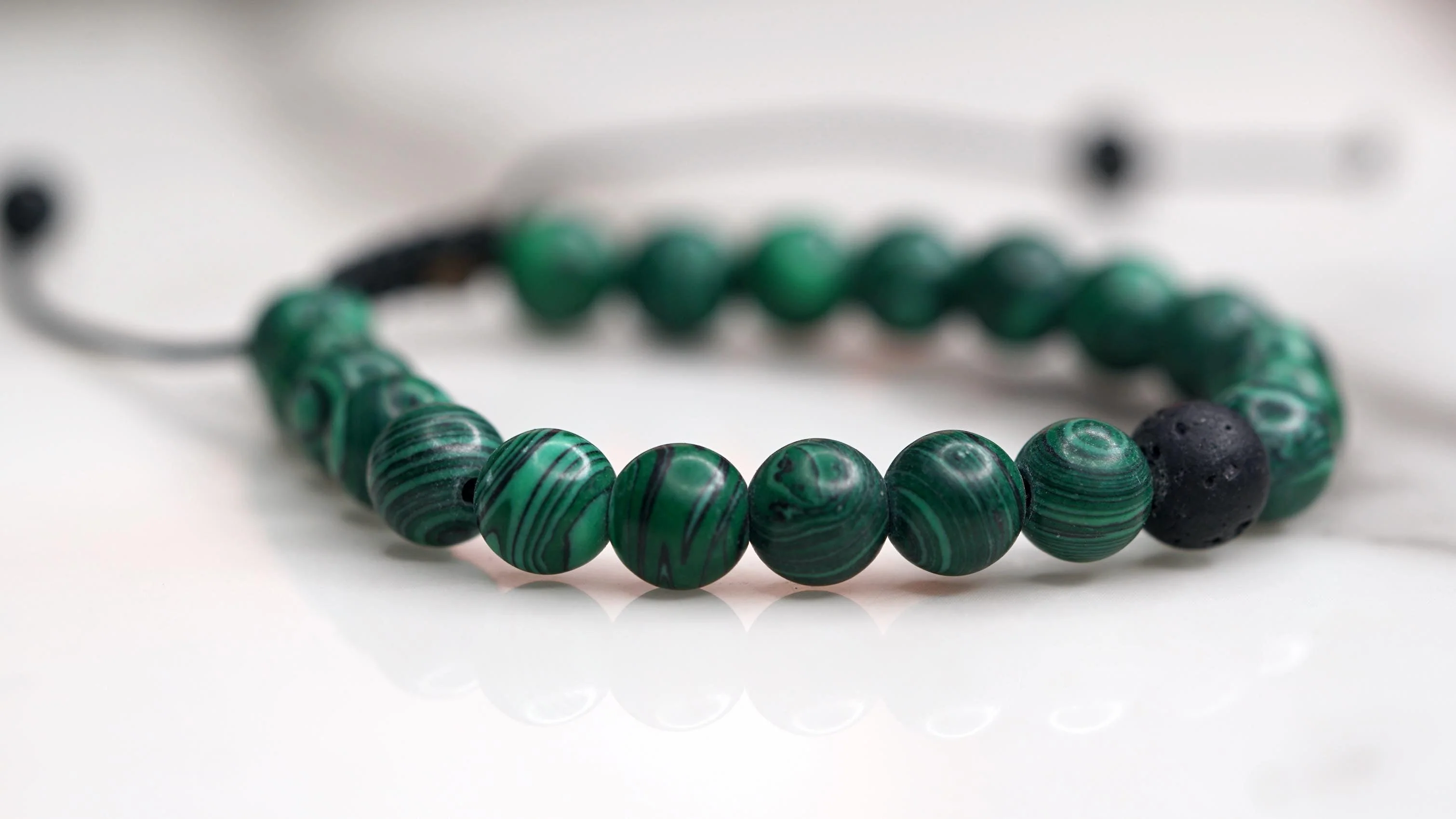 Malachite with Lava Handmade Wrist Bracelet | 100% Natural Stone - Image 4