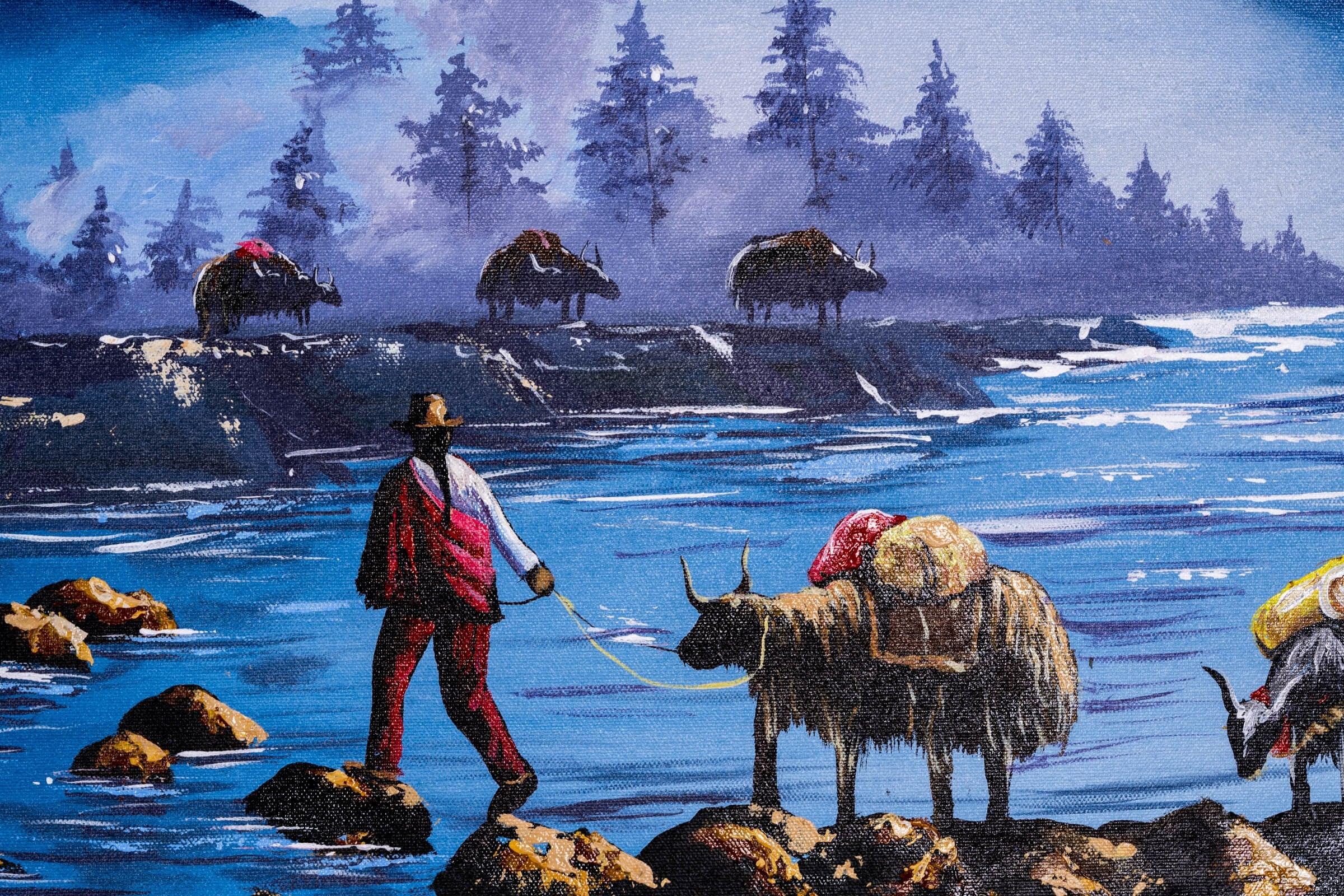 Mount Everest and Mt Ama Dublam Oil Painting - Image 6