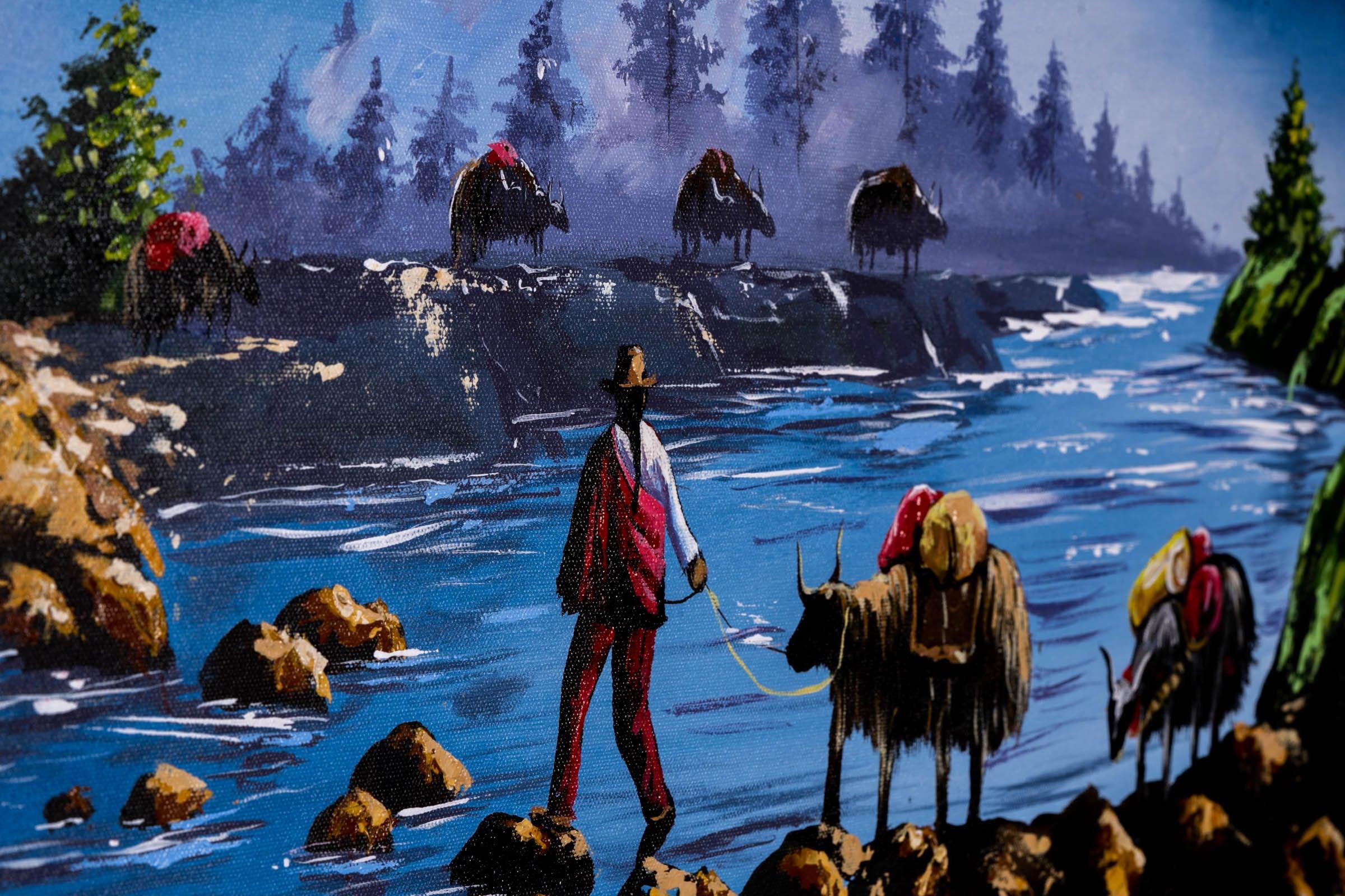 Mount Everest and Mt Ama Dublam Oil Painting - Image 8