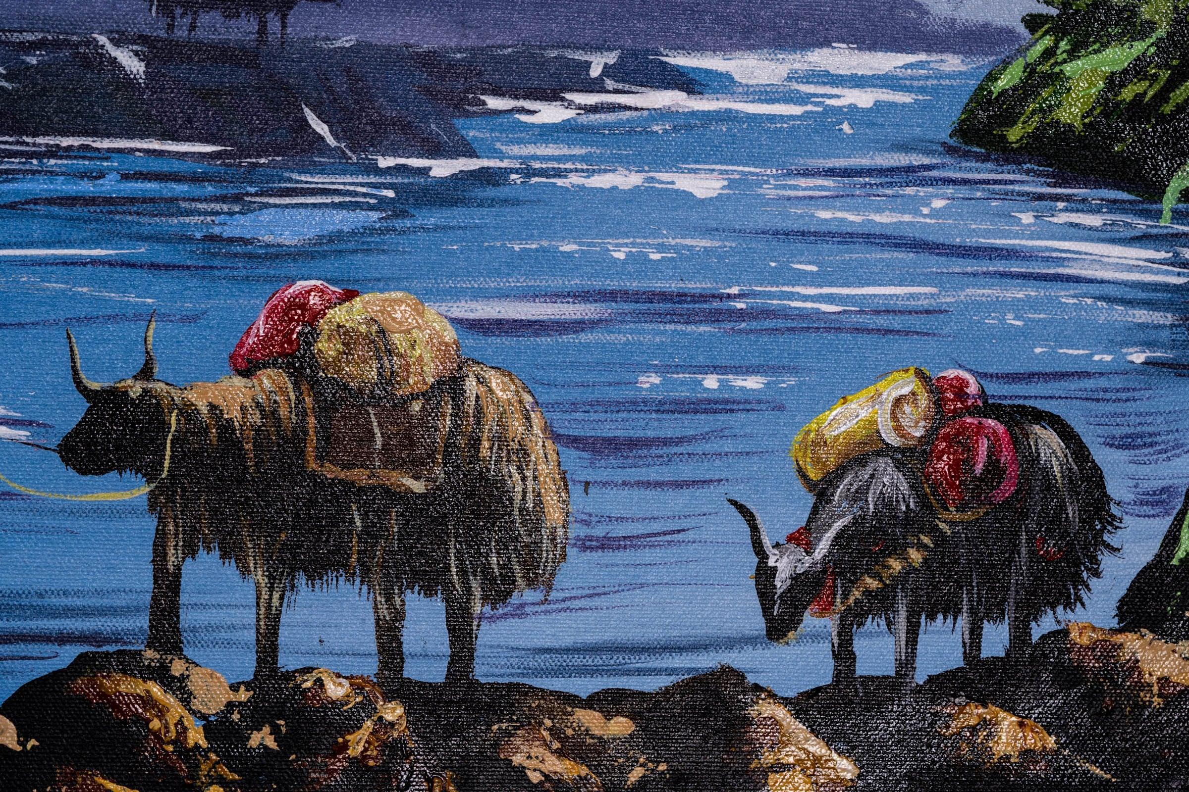 Mount Everest and Mt Ama Dublam Oil Painting - Image 9