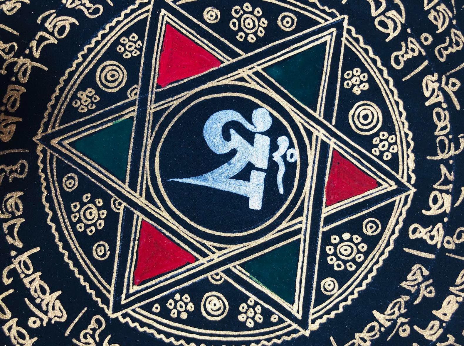 OM Mandala Thangka art - Hand painted in Nepal - Image 3